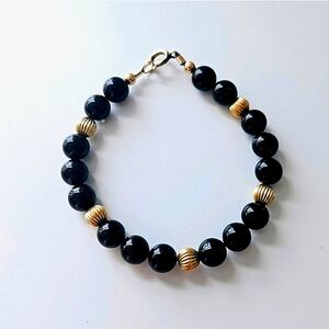 Vintage Black and Gold Onyx Bracelet